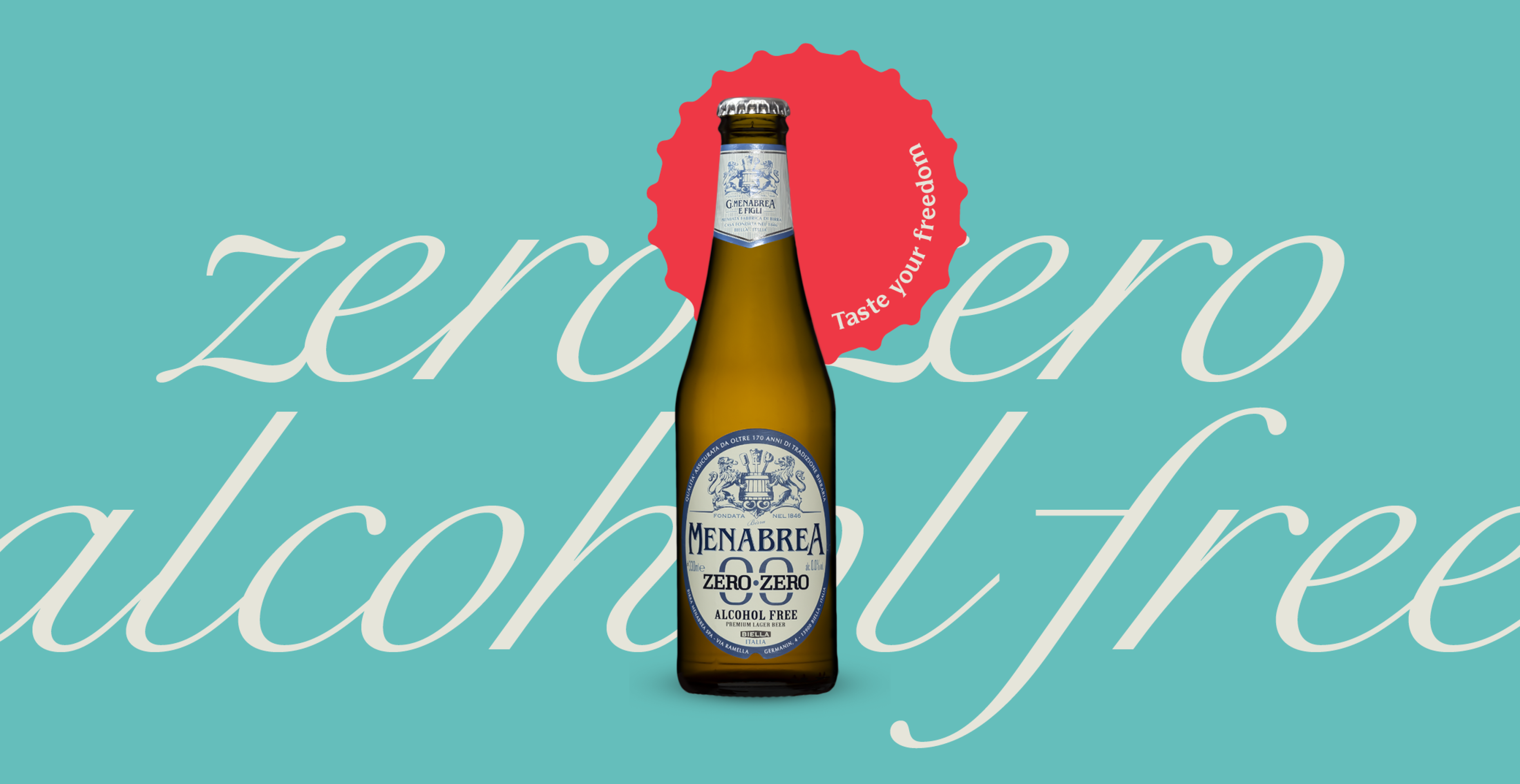 Menabrea Zero Zero Alcohol Free Beer bottle